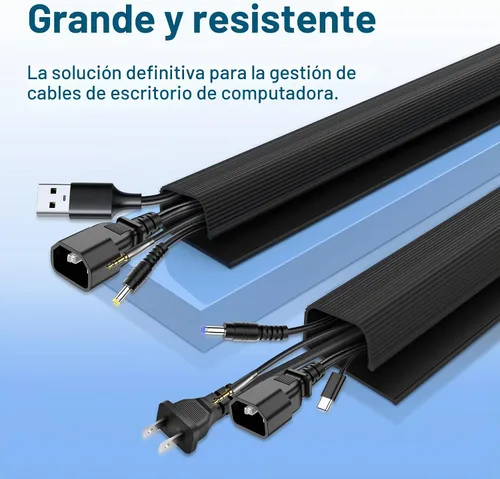 Vista 3 de Paquete de 6 organizadores de cables de canal J para escritorio, organizador de cables adhesivo