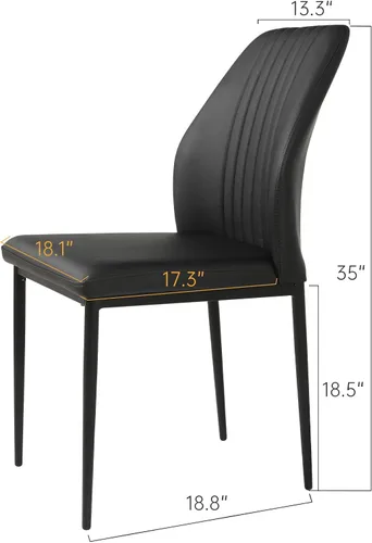 Vista 2 de ZckyCine Silla de comedor de piel sintética, silla de sala de estar, moderna silla auxiliar sin brazos de cocina con patas de metal