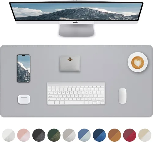 Vista 43 de Tapete protector para escritorio y mouse, antideslizante, de piel sintética, tapete impermeable de escritura para laptop, para oficina y hogar