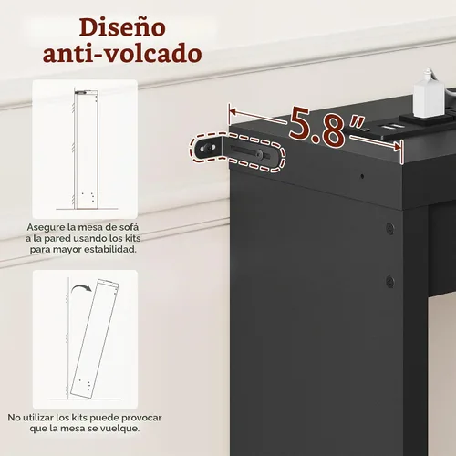 Vista 7 de FAVOOSTY Mesa de sofá de 39.4 pulgadas, mesa de consola estrecha y delgada para sala de estar, pasillo, entrada, mesa decorativa con almacenamiento