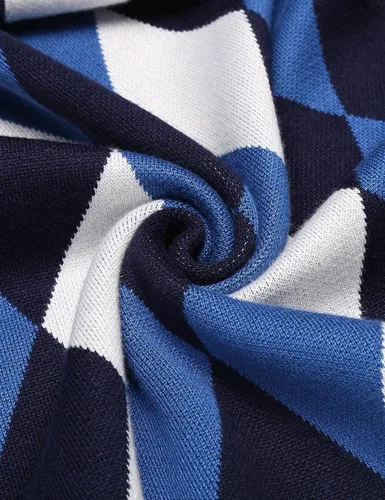 Vista 4 de COOFANDY Suéter sin mangas con cuello en V para hombre, ajustado, informal, con rombos
