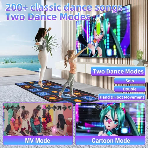 Vista 2 de Alfombra de Baile para Adultos y Niños - Juego de Alfombra de Baile Electrónico TV Conecta y Usa, Alfombra de Baile Inalámbrica, Divertidos