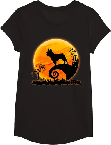 Vista 3 de Camiseta divertida de disfraz de Halloween para perro y luna de Bulldog francés, Negro, S