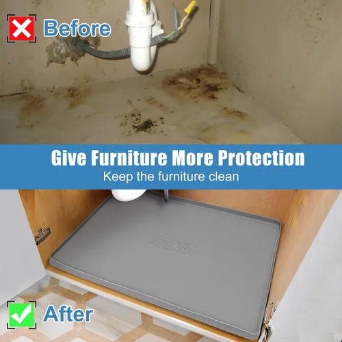 Vista 6 de Tapetes para debajo del fregadero de cocina impermeables, 19" x 19" forro de silicona para debajo del fregadero, tapetes protectores de gabinete