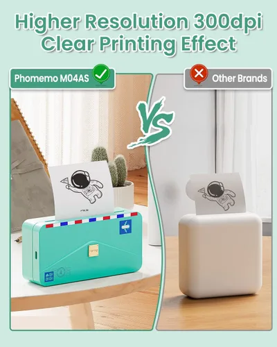 Vista 4 de Phomemo Mini impresora M04AS con paquete de papel adhesivo transparente de 4.331 in