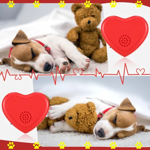 Vista 5 de Wettarn 4 piezas de repuesto de latidos cardíacos para cachorros, simulador de latidos cardíacos para perros mascotas, juguetes de simulador rojo