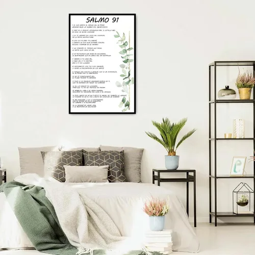 Vista 3 de Salmo 91 En Español Para Pared Versículo de la Biblia Arte de Pared Escritura Escritura Enmarcado Salmo bíblico 91 Pintura en lienzo Sala de oración