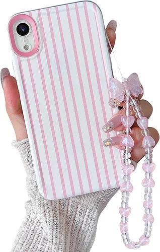 Vista 19 de Bonita funda a rayas para iPhone 6 Plus iPhone 6s Plus con cadena de cuentas, estética suave y delgada, funda protectora de poliuretano