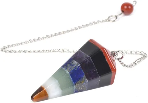 Vista 2 de Justinstones - Dije de piedras preciosas con cristales de roca hexagonales en punta reiki chakra