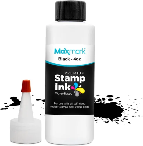 Vista 90 de MaxMark Premium - Tinta de recarga con punta de control en botella para sellos autoentintados, color negro - 1 onza