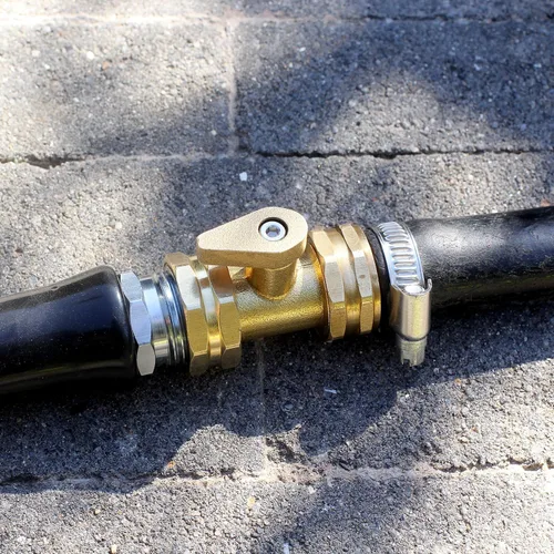 Vista 4 de Válvula de cierre de manguera de jardín, válvula de bola de cierre de latón resistente de 3/4 pulgadas, conector de manguera de jardín, 10