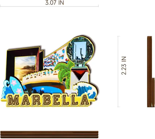 Vista 3 de Imán de madera de Marbella de España 3D para nevera, recuerdos coleccionables, decoración hecha a mano, artesanías 2