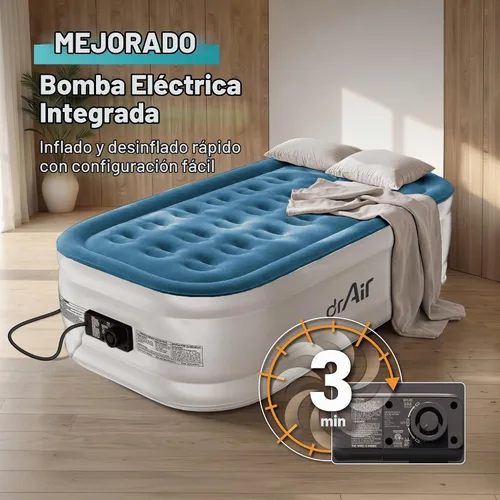 Vista 2 de Dr. air Colchón de aire individual con bomba incorporada, colchón inflable elevado de 18 pulgadas, cama de aire de panal máximo de 500 libras