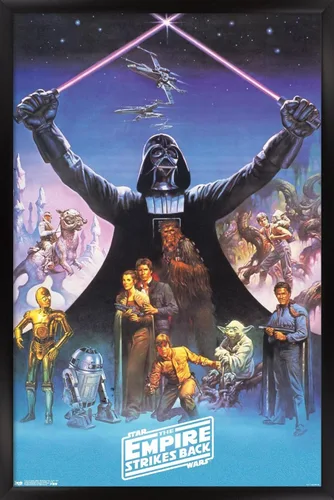 Vista 8 de Trends International Star Wars: The Empire Strikes Back 40th - Póster de pared de Darth Vader, 14.725 x 22.375 pulgadas, versión enmarcada de madera