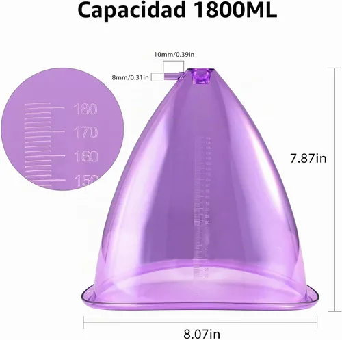 Vista 3 de Meifuly - Accesorios para máquina de ventosas al vacío, Meifuly Premium de 60.9 fl oz, extra grande, elevador de glúteos, ventosas, con manguera