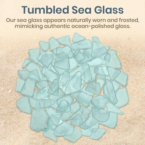 Vista 6 de Nautical Crush Trading Sea Glass Craft - 28 onzas azul aguamarina - Artesanía de vidrio de playa - Decoración de vidrio de mar - Relleno de jarrón