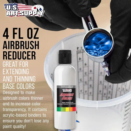 Vista 2 de U.S. Art Supply Base reductora y extensora para aerógrafo de 4 onzas para pinturas acrílicas, diluyente de pintura para aerógrafo, reduce