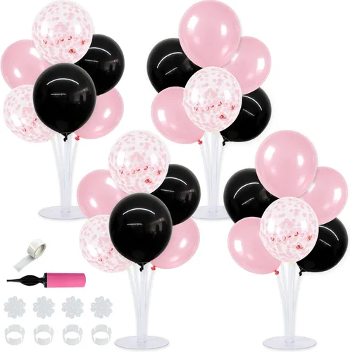 Vista 23 de TONIFUL Juego de 4 centros de mesa de globos de color negro, azul