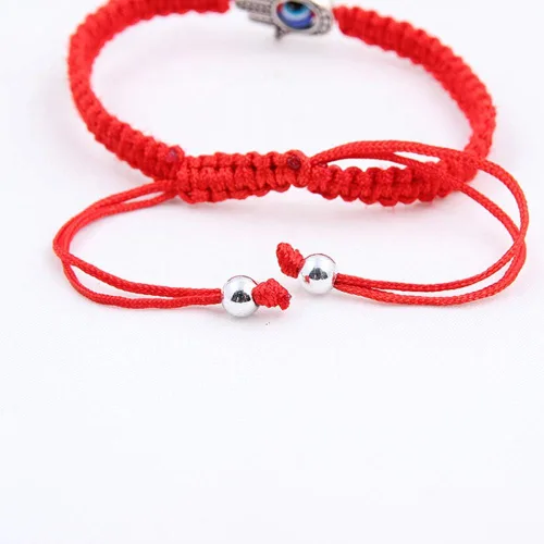 Vista 7 de MENGLINA Pulsera unisex hecha a mano de cuerda trenzada roja de la suerte pulsera Hamsa con dije de mal de ojo para mujer pulseras ajustables