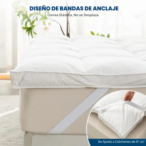 Vista 7 de cobertor para colchón relleno de plumas de ganso, tamaño alternativo Blanco