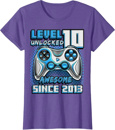 Vista 22 de Level 10 Unlocked Awesome 2013 Video Game 10th Birthday Boy T-Shirt, Negro