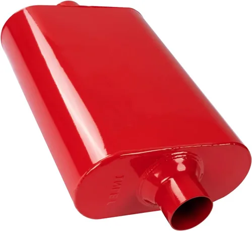 Vista 8 de Silenciador de escape universal, silenciador de acero aluminizado con sonido agresivo, silenciador de carreras de rendimiento de 2 cámaras