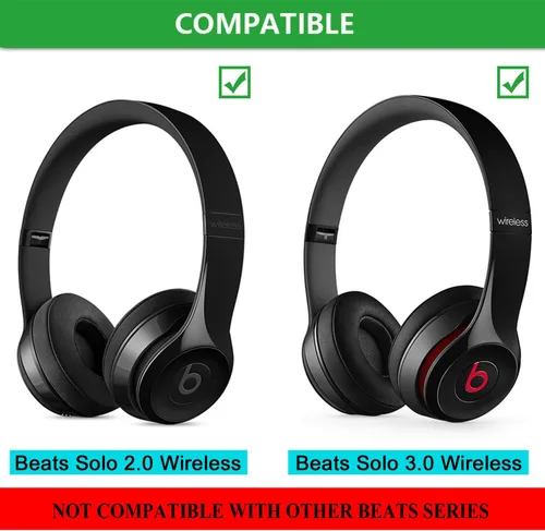 Vista 2 de Almohadillas inalámbricas Solo 2/3 – JECOBB Almohadillas de repuesto con cuero proteico y espuma viscoelástica para auriculares inalámbricos Beats
