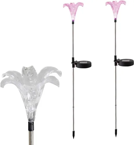 Vista 6 de 3 luces de estaca LED que cambian de color con energía solar, girasol de Varios