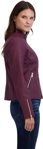 Vista 3 de Baccini Chaqueta de piel sintética para mujer, chaqueta de motocicleta con cremallera para mujer