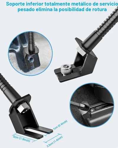 Vista 3 de Soporte para tablet de carril de asiento de automóvil para camión, cuello de cisne resistente para asiento delantero del pasajero con perno de piso