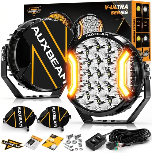 Vista 14 de Auxbeam Serie V-MAX 204W Luces LED de Conducción en Pod, Luz de Proyección Rectangular de 7 Pulgadas para Todo Terreno con DRL Ámbar y Luz Trasera