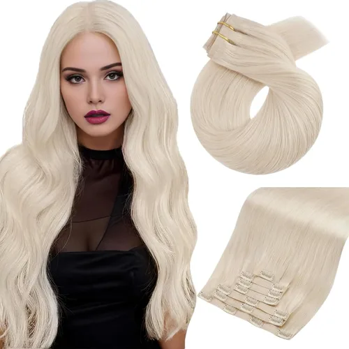 Vista 26 de Moresoo Genius - Extensiones de cabello humano real con clip, color negro azabache, invisibles, sin costuras, de trama de piel sintética