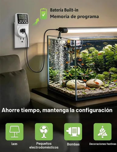 Vista 6 de Techbee Enchufe temporizador intermitente digital de ciclo de repetición infinita para toma de corriente, interruptor de alimentación programable