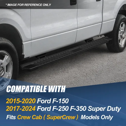 Vista 7 de Auto Dynasty - Estribos de 6 pulgadas compatibles con Ford F-150 F-250 F-350 SuperCrew Cab 2015-2024, pasos laterales negros con revestimiento