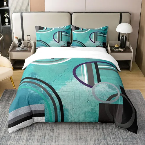 Vista 36 de Erosebridal Juego de ropa de cama de 100 % algodón a cuadros para niños y niñas, funda de edredón a cuadros, funda de edredón moderna geométrica
