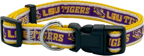 Vista 3 de Collar para mascotas NCAA - Resistente, fuerte, duradero y ajustable, collar de perro NCAA -, LSU Tigers, L, Team