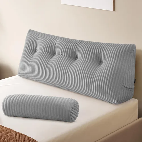 Vista 14 de Z-hom - Almohada grande para cabecero con un solo rollo, almohada de cuña para sentarse en la cama, cojín triangular de apoyo de respaldo para leer