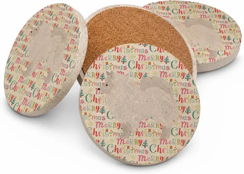 Vista 215 de Abyssinian Sand Terrier Merry Christmas - Posavasos grandes de piedra arenisca (4 unidades)