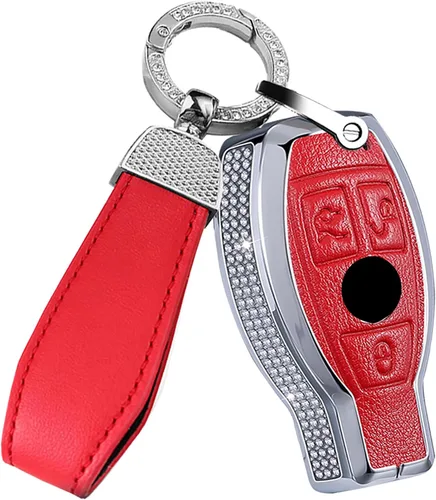 Vista 8 de ontto Funda para llavero de automóvil de 2 botones, de cuero, compatible con Mercedes-Benz A Class B, C, E, S, G, M, V, Clase CLA, GLA, GLC, GLE