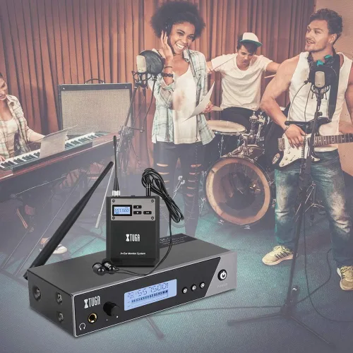 Vista 2 de XTUGA IEM1100 Wireless in Ear Monitor System, UHF IEM System (1 Bodypack) Single Channel, 250FT Operating Range, Compact Mono Professional In Ear