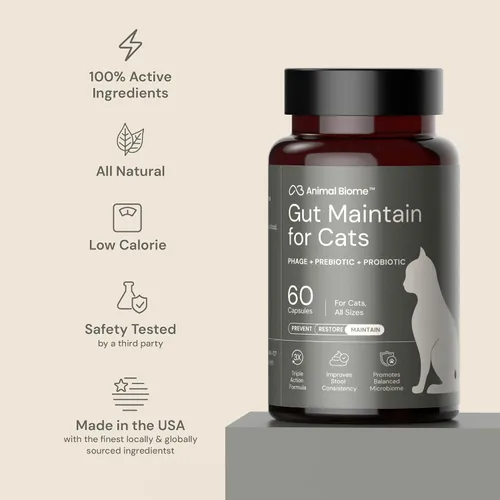 Vista 5 de AnimalBiome NEW Gut Maintain Multi-Strain Probiotics for Cats (30 Capsules) – Triple-Action Phage, Prebiotics & Probiotic Cat Supplements for