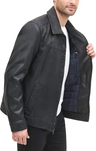 Vista 5 de Tommy Hilfiger Chaqueta clásica de piel sintética para hombre