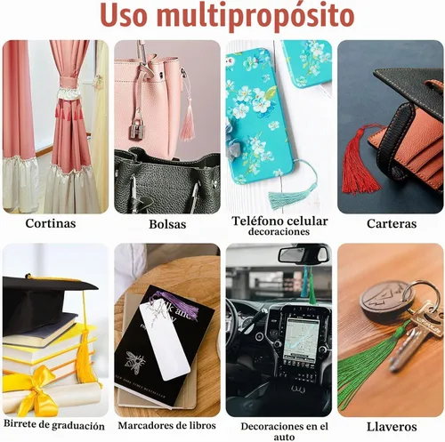 Vista 5 de 100 piezas de mini borlas negras de 13 cm/5 pulgadas con bucles para marcapáginas, fabricación de joyas, proyectos de bricolaje Negro