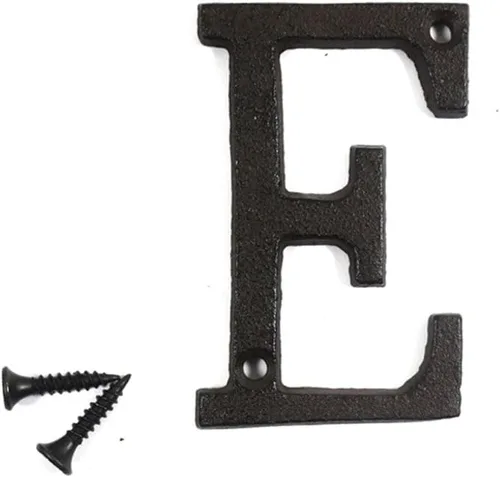 Vista 7 de Letras del abecedario de 3" en metal de hierro fundido decorativas, estilo clásico, para colgar letreros de pared, dirección, nombre, letrero