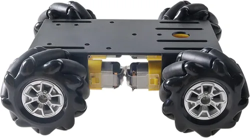 Vista 7 de MC100 4WD Mecanum Wheel Chasis de coche con motor TT, kit de coche inteligente de control remoto con rueda omnidireccional de 2.362 in para Negro