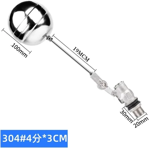Vista 2 de Adjustable 304 Stainless Steel Float Ball Valve, 1/2 Inch Water Level Controller for Water Tanks and Towers(1/2inch 30mm)