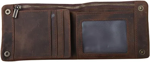 Vista 3 de Genda 2Archer Cartera de cuero para hombre, monedas, monedero plegable, Marrón