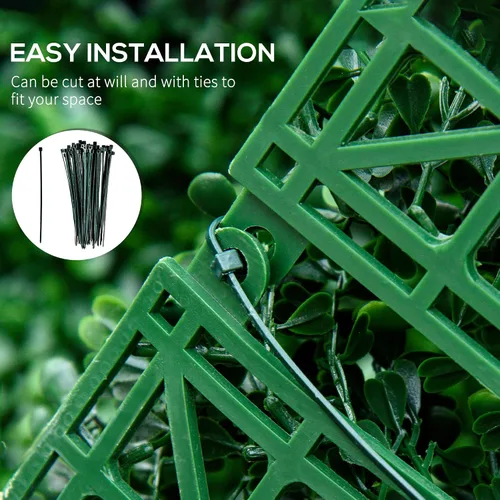 Vista 5 de Outsunny 12 piezas de 20 x 20 pulgadas cuadradas de plantas de privacidad artificiales con protección UV; imitación de hierba de Milán para muro