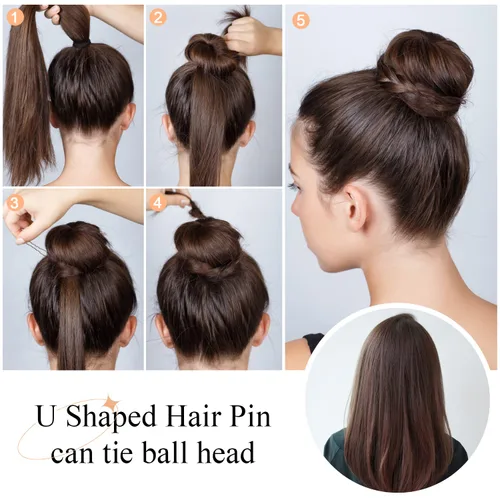 Vista 6 de IKOCO - 80 horquillas para el cabello en forma de U de 2.75 pulgadas con caja de almacenamiento, color marrón