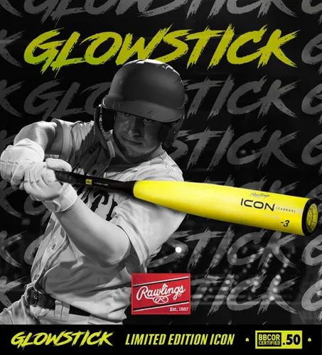 Vista 7 de Rawlings Bate de béisbol ICON BBBCOR -3 Drop 2 Pc. compuesto